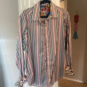 Robert Graham men’s designer dress shirt, size large, like new!